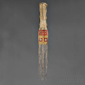 Lakota Beaded and Quilled Pipe Bag with Wood Tamper
