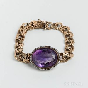 14kt Gold, Amethyst, and Seed Pearl Bracelet