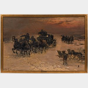 Alfred von Wierusz-Kowalski (Polish, 1849-1915) The Daring Escape/A Coaching Scene