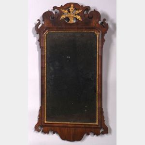 Chippendale Walnut and Parcel Gilt Mirror