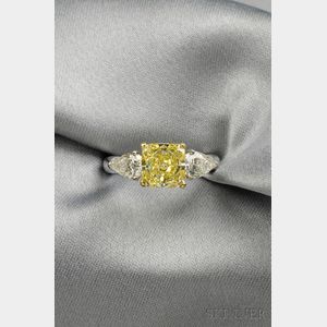Platinum and Fancy Intense Yellow Diamond Solitaire
