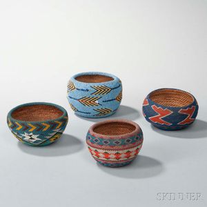 Four Paiute Beaded Baskets