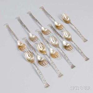 Twelve Tiffany & Co. "Vine" Pattern Sterling Silver Ice Cream Forks