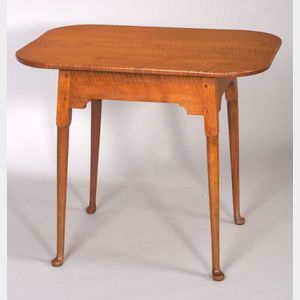 Queen Anne Tiger Maple and Maple Tea Table