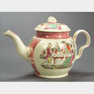 Greatbatch Creamware Prodigal Son Teapot and Cover