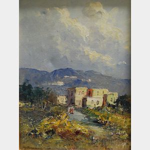 Ilgo Maresca (Italian, b. 1900) View of Houses on a Hillside