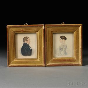 James Sanford Ellsworth (American, 1802/03-1874) Pair of Portrait Miniatures of a Boy and a Girl