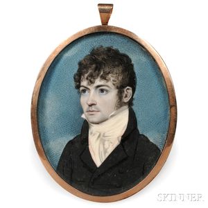American School, Late 18th/Early 19th Century Portrait Miniature of a Gentleman.