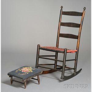 Shaker Production #3 Rocking Chair and a Shaker Upholstered Footstool