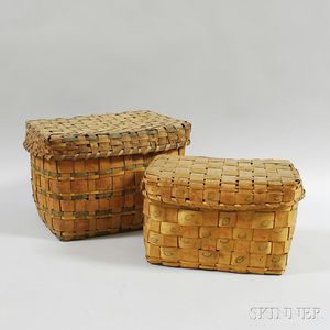 Two Native American Woven Splint Baskets