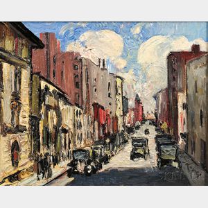 Haley Lever (American, 1876-1958) Downtown Street Scene