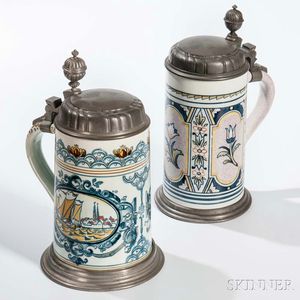 Two Delft-style Steins