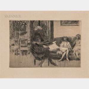 Edouard Vuillard (French, 1868-1940) Intérieur au canapé
