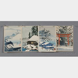 Four Postcard Prints by Hasui