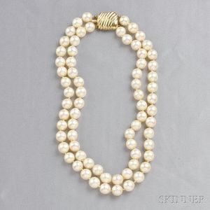 Double-strand Semi-baroque Cultured Pearl Necklace