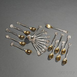 Twenty-two Tiffany & Co. Floral Pattern Sterling Silver Demitasse Spoons