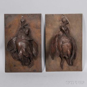 Pair of Bronze Dead Game Bird Plaques