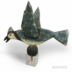 Carved and Painted Pine Blue Jay Weathervane