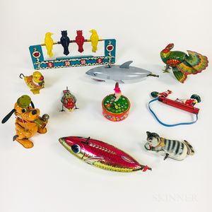 Ten Tin Litho Wind-up Toys