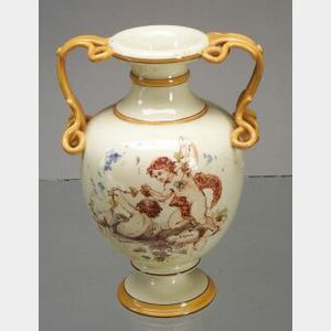 Wedgwood &#34;Emile Lessore&#34; Decorated Queen&#39;s Ware Vase