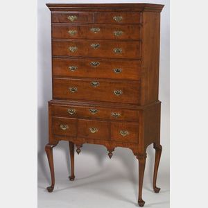 Queen Anne Tiger Maple High Chest of Drawers