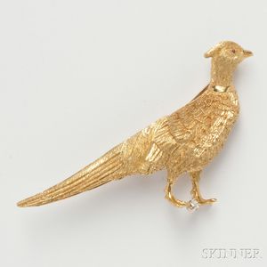 18kt Gold Pheasant Brooch