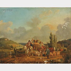 Jean-François Demay (French, 1798-1850) Travellers on a Country Road