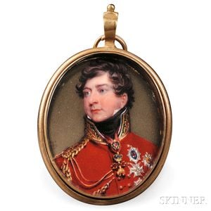 Henry Bone (English, 1755-1834) Portrait Miniature of George IV as Prince Regent.