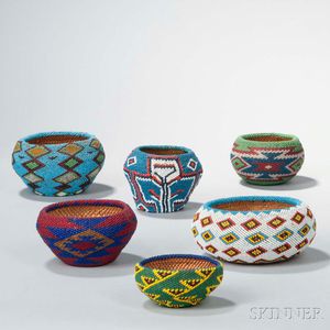 Six Paiute Beaded Baskets
