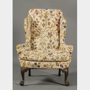Georgian Crewelwork Upholstered Wing Chair