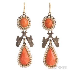 Antique Gold and Coral Earrings