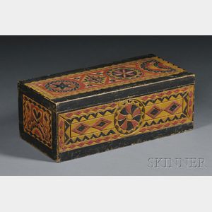 Polychrome-painted Carved Pine Box