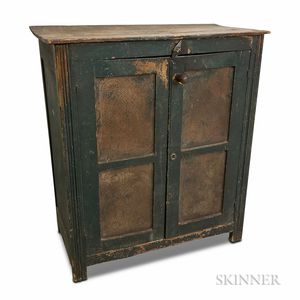 Green-painted Wood and Pierced Tin Pie Safe