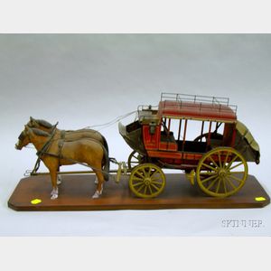 Carved and Painted Wooden Wells Fargo & Co. Express Stage Coach Model