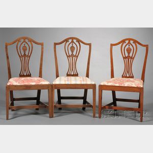 Set of Three Federal Carved Mahogany Side Chairs