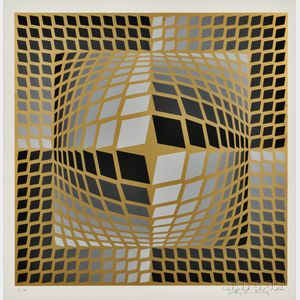 Victor Vasarely (Hungarian/French, 1906-1997) Grey-Gold Spectrum