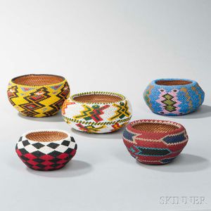 Five Paiute Beaded Baskets