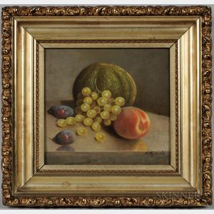 Arnoud Wydeveld (New York, Netherlands, 1823-1888) Still Life with Fruit on a Stone Table