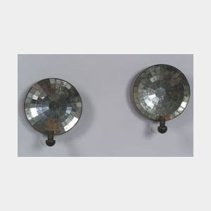 Pair of Mirrored Tin Candle Sconces