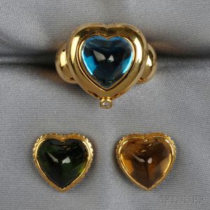18kt Gold and Interchangeable Gemstone Ring