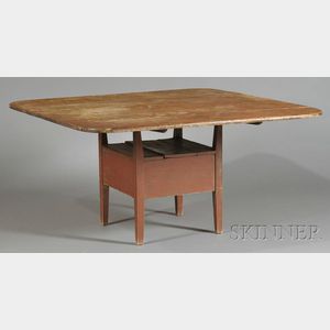Red-painted Pine and Maple Hutch Table