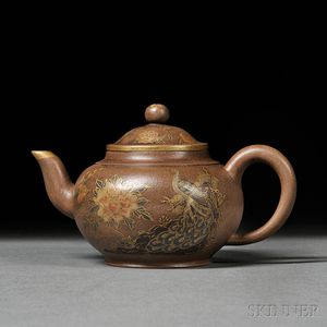 Yixing Teapot with Gilt Decoration