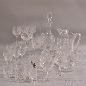 Thirty-five Pieces of Colorless Glass Tableware. 