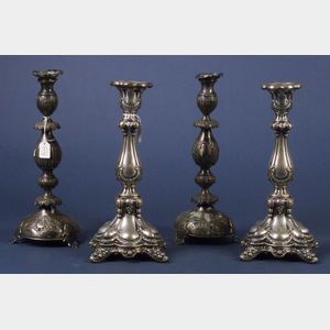 Two Pairs of European Silver Candlesticks