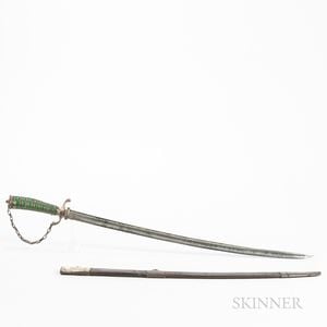 English Officer's Silver Hilted Hanger with Scabbard