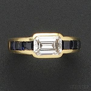 18kt Gold, Diamond, and Sapphire Ring