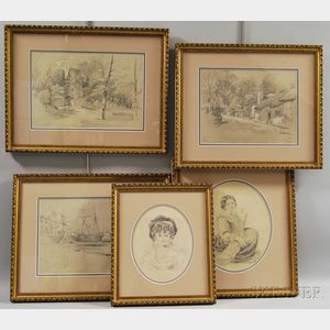Marcus Holmes (British, 19th Century) Five Framed Drawings