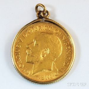 1912 George V Half Sovereign Gold Coin. 
