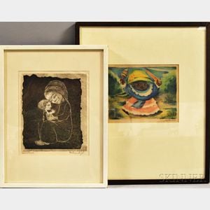 Two Framed 20th Century Prints Depicting Children: Jean Charlot (French/American, 1898-1979),Mexican Child with Toy