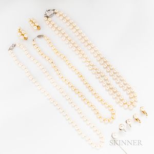 Group of Mostly 14kt Gold and Cultured Pearl Jewelry